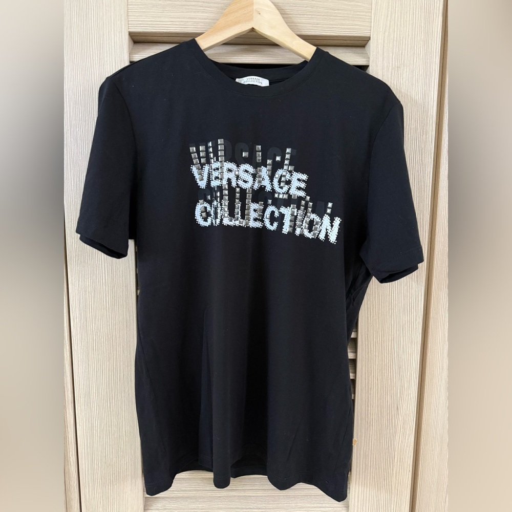 Versace collection Black T-shirt with Logo